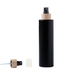 Botella 250 ml HDPE Negro Recta con Vaporizador Negro Funda de Madera (24/410) - Botellas HDPE