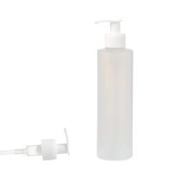 Botella 250 ml HDPE Traslúcido Recta con Dosificador Estrecho Blanco (24/410) - Botellas HDPE
