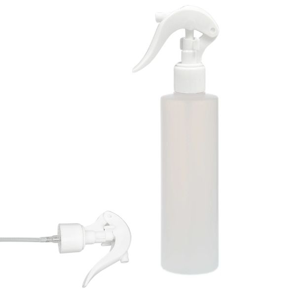 Botella 250 ml HDPE Traslúcido Recta con Vaporizador Trigger Blanco (24/410) - Botellas HDPE