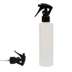 Botella 250 ml HDPE Traslúcido Recta con Vaporizador Trigger Negro (24/410) - Botellas HDPE