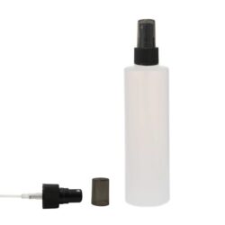 Botella 250 ml HDPE Traslúcido Recta con Vaporizador Negro Capuchón Ahumado (24/410) - Botellas HDPE