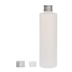 Botella 250 ml HDPE Traslúcido Recta con Tapón Aluminio Plata con Obturador (24/410) - Botellas HDPE