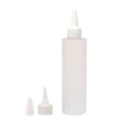 Botella 250 ml HDPE Traslúcido Recta con Tapón Cánula rosca Blanco (24/410) - Botellas HDPE