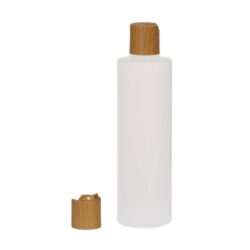 Botella 250 ml HDPE Traslúcido Recta con Tapón Disc-Top Imitación Madera (24/410) - Botellas HDPE