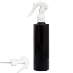 Botella 250 ml PET Negro con Pistola Spray Trigger Blanco (24/410) - Botellas PET