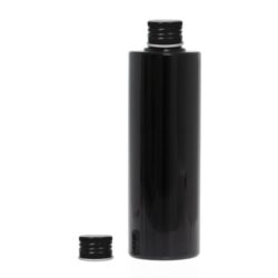 Botella 250 ml PET Negro con Tapón Aluminio Negro (24/410) - Botellas PET