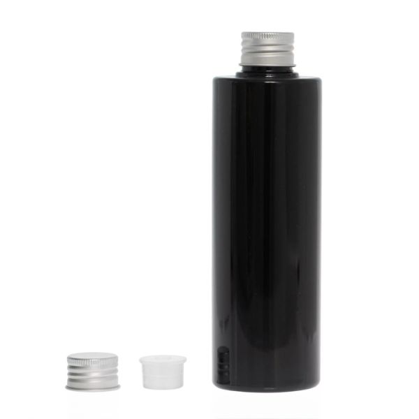 Botella 250 ml PET Negro con Tapón Aluminio y Obturador (24/410) - Botellas PET