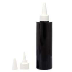 Botella 250 ml PET Negro con Tapón Cánula Blanco y Capuchón de Rosca (24/410) - Botellas PET