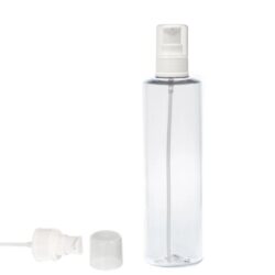 Botella 250 ml PET Transparente con Dosificador Serum Blanco (24/410) - Botellas PET