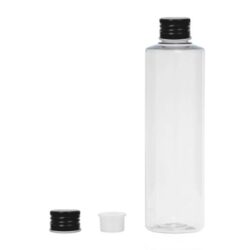 Botella 250 ml PET Transparente con Tapón Aluminio Negro con Obturador (24/410) - Botellas PET