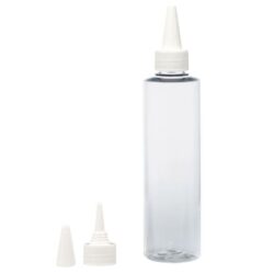 Botella 250 ml PET Transparente con Tapón Cánula Blanco y Capuchón Rosca(24/410) - Botellas PET