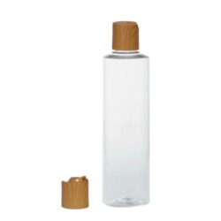 Botella 250 ml PET Transparente con Tapón Disc-Top Imitación Madera (24/410) - Botellas PET
