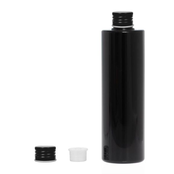 Botella 300 ml PET Negro con Tapón Aluminio Negro con Obturador (24/410) - Botellas PET