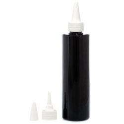 Botella 300 ml PET Negro con Tapón Cánula Blanco y Capuchón Rosca (24/410) - Botellas PET