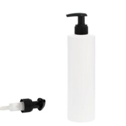 Botella 300 ml PET Blanco con Dosificador Negro (24/410) - Botellas PET