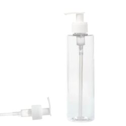 Botella 300 ml PET Transparente con Dosificador Estrecho Blanco (24/410) - Botellas PET