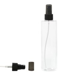 Botella 300 ml PET Transparente con Vaporizador Negro y Capuchón Ahumado  (24/410) - Botellas PET