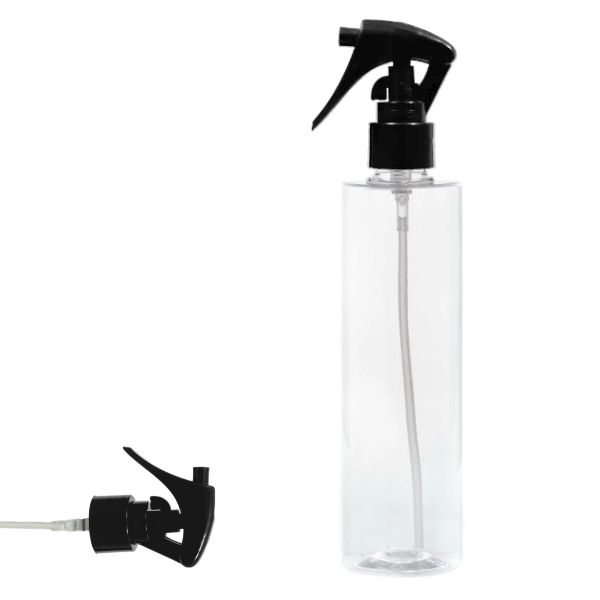 Botella 300 ml PET Transparente con Pistola Spray Trigger Negro (24/410) - Botellas PET