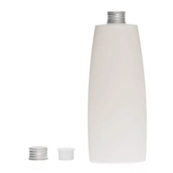 Botella Oval 400 ml HDPE Blanca con Tapón Aluminio Plata y Obturador (24/410) - Botellas HDPE