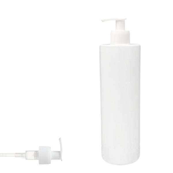 botella 400 ml pet hombro recto Blanco con dosificador estrecho blanco