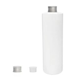 Botella 400 ml PET Blanco con Tapón Aluminio Plata con Obturador (24/410) - Botellas PET