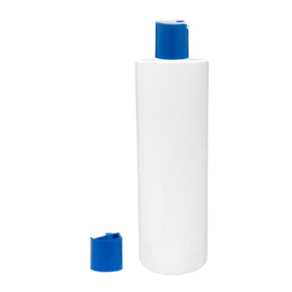 Botella 400 ml PET Blanco con Disc-Top Azul (24/410) - Botellas PET