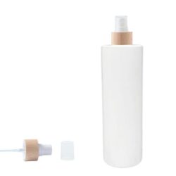 Botella 400 ml PET Blanco con Vaporizador Blanco con Funda de Madera (24/410) - Botellas PET