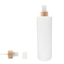 Botella 400 ml PET Blanco con Vaporizador Traslucido con Funda de Madera (24/410) - Botellas PET