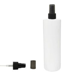 Botella 400 ml PET Blanco con Vaporizador Negro y Capuchón Ahumado (24/410) - Botellas PET
