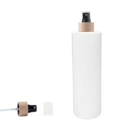 Botella 400 ml PET Blanco con Vaporizador Negro con Funda de Madera (24/410) - Botellas PET