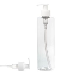 Botella 400 ml PET Transparente con Dosificador Estrecho Blanco (24/410) - Botellas PET