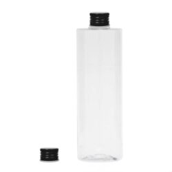 Botella 400 ml PET Transparente con Tapón Aluminio Negro (24/410) - Botellas PET
