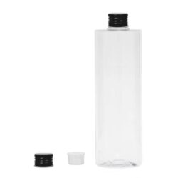 Botella 400 ml PET Transparente con Tapón Aluminio Negro y Obturador (24/410) - Botellas PET