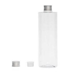 Botella 400 ml PET Transparente con Tapón Aluminio Plata y Obturador (24/410) - Botellas PET