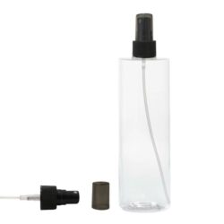 Botella 400 ml PET Transparente con Vaporizador Negro Capuchón Ahumado (24/410) - Botellas PET