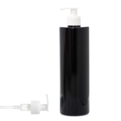 Botella 500 ml PET Negro con Dosificador Estrecho Blanco (24/410) - Botellas PET