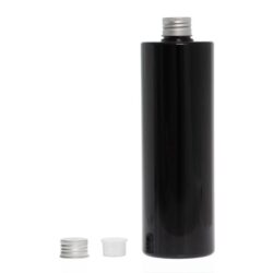 Botella 500 ml PET Negro con Tapón Aluminio Plata y Obturador (24/410) - Botellas PET