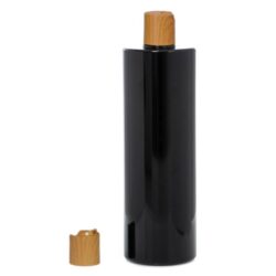 Botella 500 ml PET Negro con Tapón Disc-Top Imitación Madera (24/410) - Botellas PET
