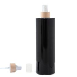 Botella 500 ml PET Negro con Vaporizador Blanco Funda de Madera (24/410) - Botellas PET