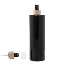 Botella 500 ml PET Negro con Vaporizador Negro Funda de Madera (24/410) - Botellas PET