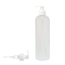 Botella 500 ml HDPE Traslúcido con Dosificador Estrecho Blanco (24/410) - Botellas HDPE