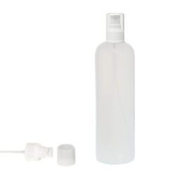 Botella 500 ml HDPE Traslúcido con Dosificador Serum Blanco (24/410) - Botellas HDPE