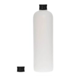 Botella 500 ml HDPE Traslúcido con Tapón Aluminio Negro (24/410) - Botellas HDPE