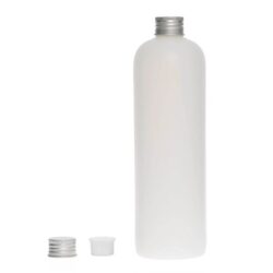 Botella 500 ml HDPE Traslúcido con Tapón Aluminio Plata y Obturador (24/410) - Botellas HDPE