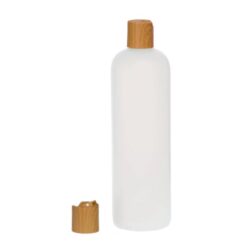 Botella 500 ml HDPE Traslúcido con Tapón Disc-Top Imitación Madera (24/410) - Botellas HDPE