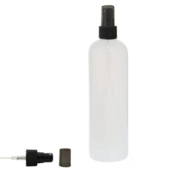 Botella 500 ml HDPE Traslúcido con Vaporizador Negro y Capuchón Ahumado (24/410) - Botellas HDPE