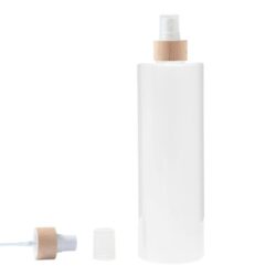 Botella 500 ml PET Blanca con Vaporizador Blanco Funda de Madera (24/410) - Botellas PET