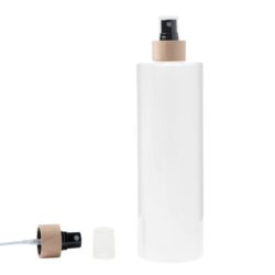 Botella 500 ml PET Blanca con Vaporizador Negro Funda de Madera (24/410) - Botellas PET