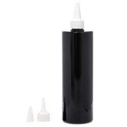 Botella 500 ml PET Negro con Tapón Cánula rosca Blanco (24/410) - Botellas PET