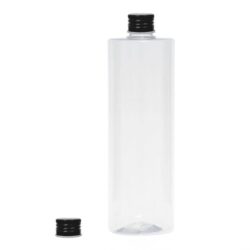 Botella 500 ml PET Transparente con Tapón Aluminio Negro (24/410) - Botellas PET
